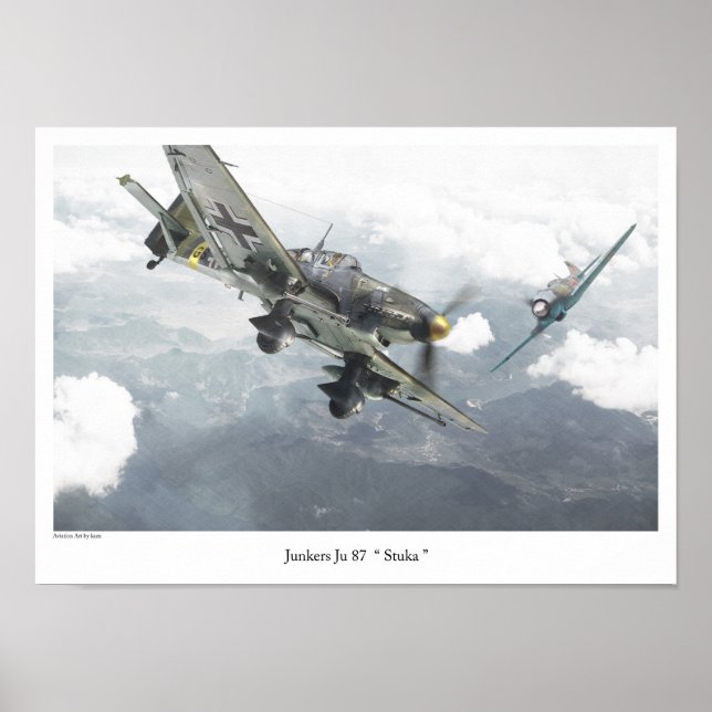 Poster de Arte da Aviação "Junkers Ju 87 Stuka" (Frente)