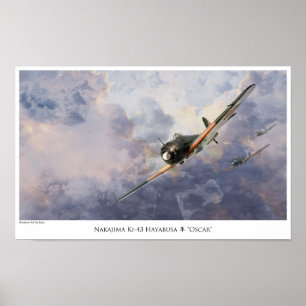 poster de Arte da Aviação " Nakajima Ki-43 Oscar"