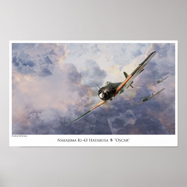 poster de Arte da Aviação " Nakajima Ki-43 Oscar" (Frente)