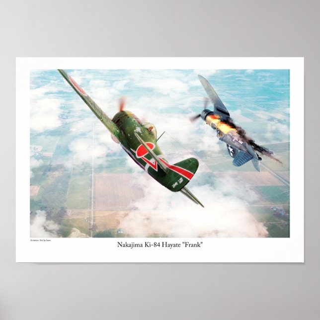Poster de Arte da Aviação "Nakajima Ki-84疾 風 "Fran (Frente)