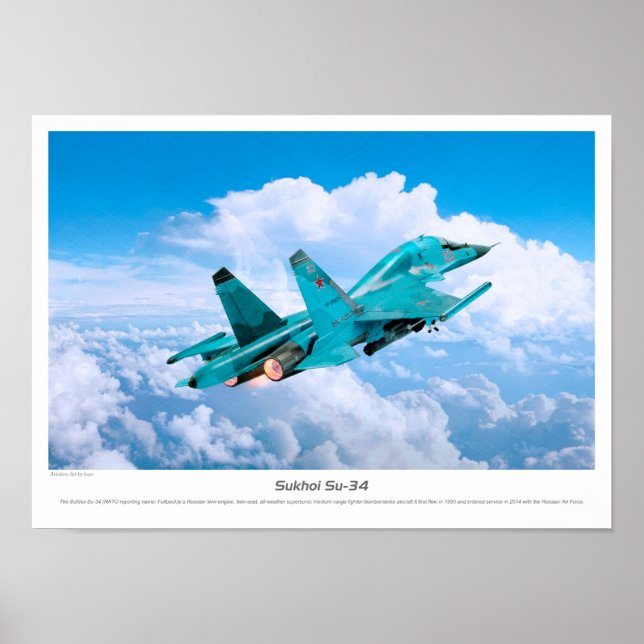 Poster de Arte da Aviação "Su-34 Fullback" (Frente)