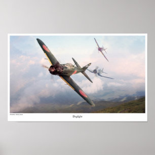 Poster de Arte da Aviação "ZERO vs F4U"