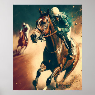 Poster de Arte da Corrida de Cavalo Jockey Vintage