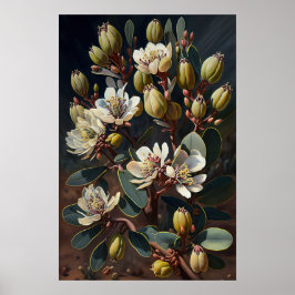Pôster de Arte da Flor de Jojoba Branca