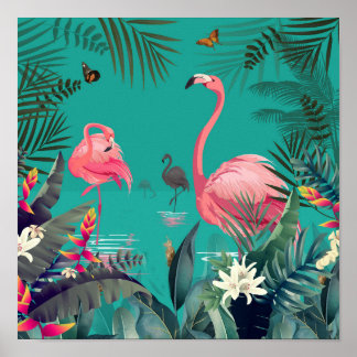 poster de arte da parede tropical flamingo