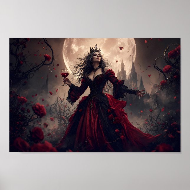 Poster de Arte da Rainha Gótica sob a Lua Carmesim (Frente)