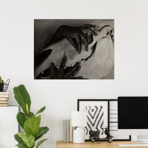 Pôster de Arte das Mãos e Caveira de Cavalo de Geo