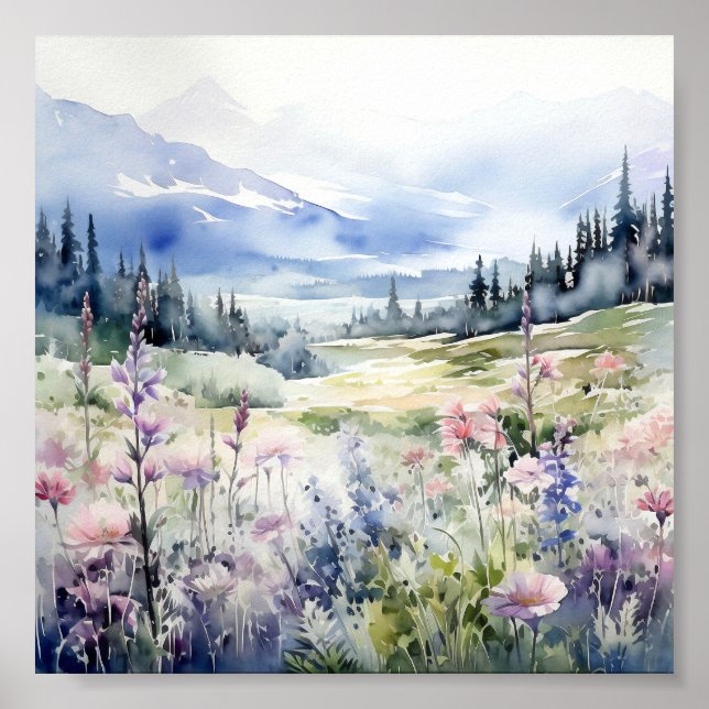 Poster de Arte de Aquarela do Colorado Landscape (Frente)