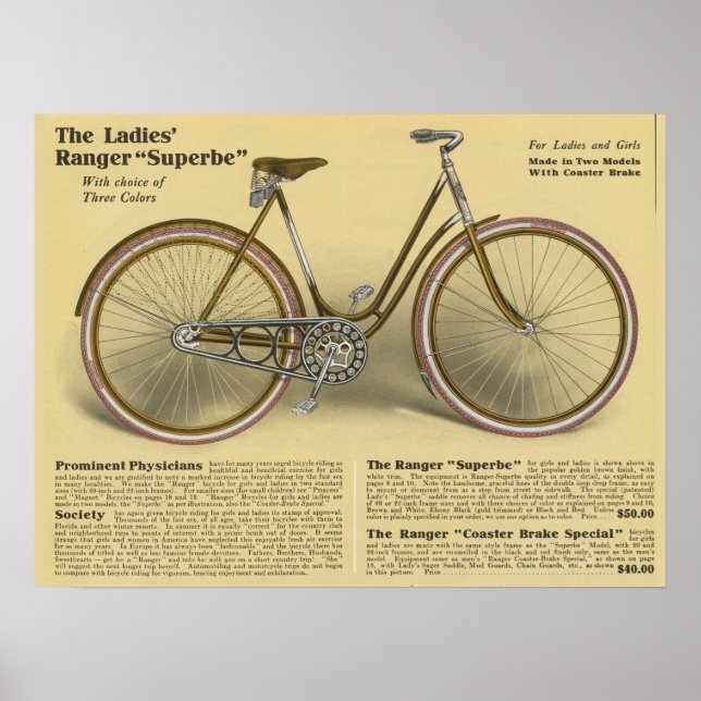 poster de Arte de Bicicleta Super Bicicleta 1918 (Frente)