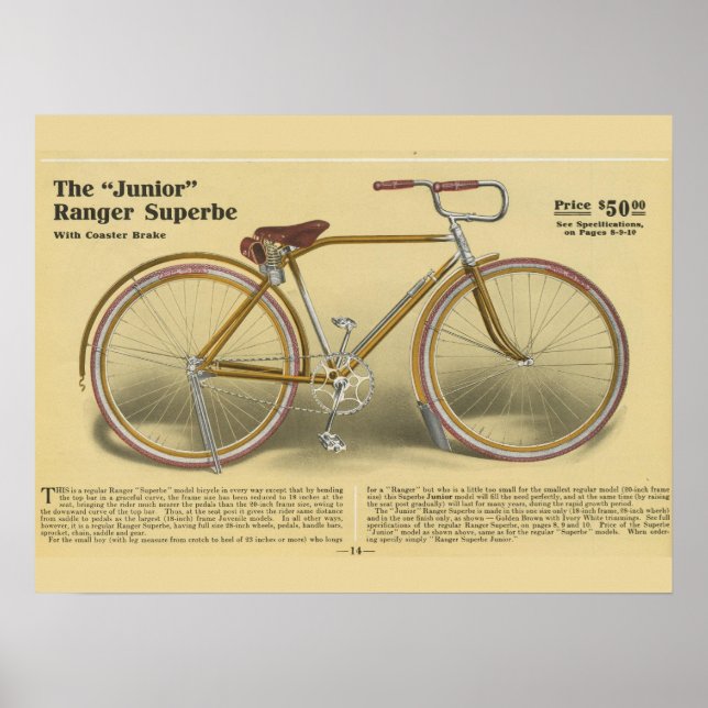 poster de Arte de Bicicleta Super Bicicleta 1918 (Frente)