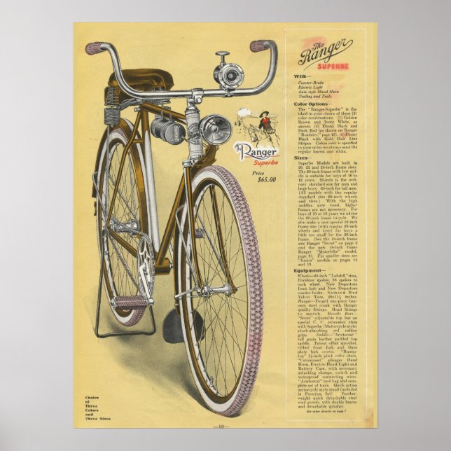 poster de Arte de Bicicleta Super Bicicleta 1923 V (Frente)