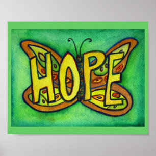 Poster de Arte de Borboleta Verde Esperança