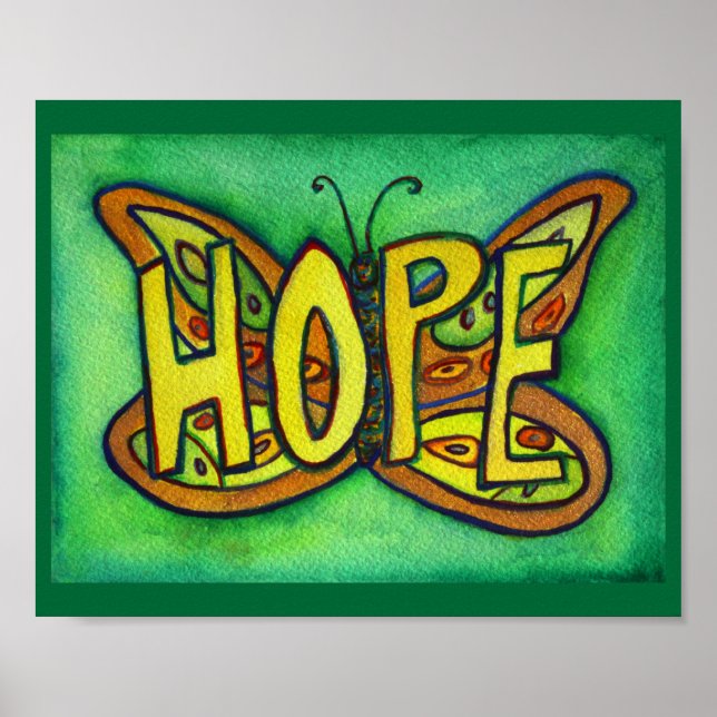 Poster de Arte de Borboleta Verde Esperança (Frente)