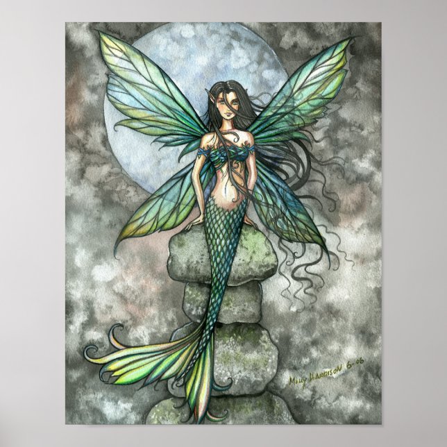 Pôster de Arte de Fada Sereia de Mar a Céu (Frente)