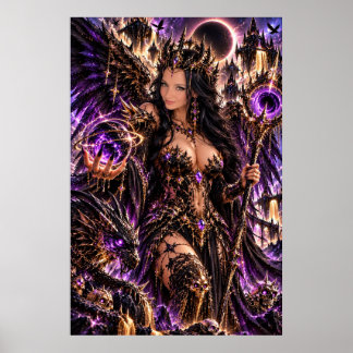 Poster de Arte de Fantasia Sombria da Rainha Cósmi