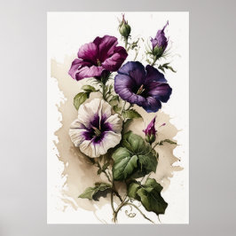 Pôster de Arte de Flor de Petúnias Roxas