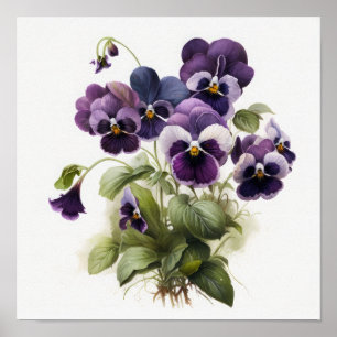Pôster de Arte de Flores de Violetas Roxas
