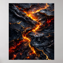 Pôster de Arte de Fogo de Fluxo de Lava de Obsidia