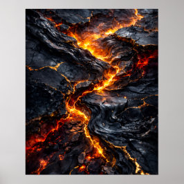 Pôster de Arte de Fogo de Fluxo de Lava de Obsidia