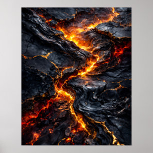 Pôster de Arte de Fogo de Fluxo de Lava de Obsidia