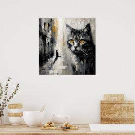 Pôster de Arte de Gato de Olhos Dourados
