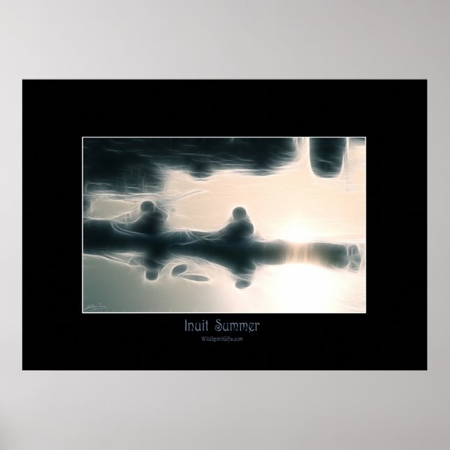 POSTER de Arte de Kayaking no Verão de Eskimo (Frente)
