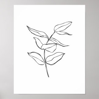 Poster de Arte de Linha de Planta Simples Moderna