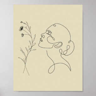 Pôster de Arte de Linha de Rosto Abstrato Minimali