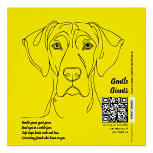 Pôster de Arte de Linha do Great Dane