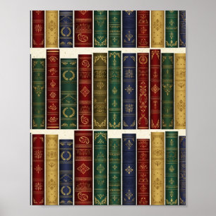 Pôster de Arte de Lombadas de Livros Antigos da Bi