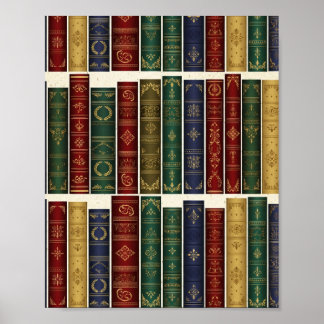Pôster de Arte de Lombadas de Livros Antigos da Bi