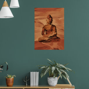 Pôster de Arte de Meditação do Buda Dourado   Ze E