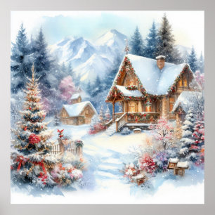 Poster de Arte de Paisagem de Natal