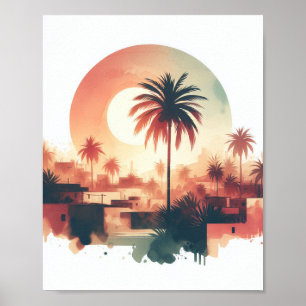 Pôster de Arte de Palmeira em Aquarela