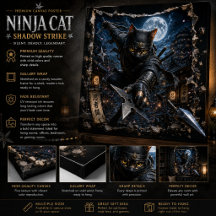 Poster de Arte de Parede 3D Pop-Up Ninja Cat