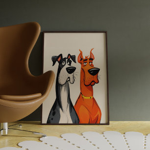 Pôster de Arte de Parede com Dois Grandes Daneses