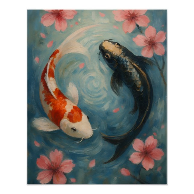 Pôster de Arte de Parede com Peixes Koi Yin Yang  (Frente)