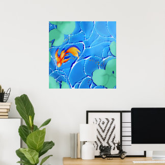 Pôster de Arte de Parede de Jardim de Água Azul co