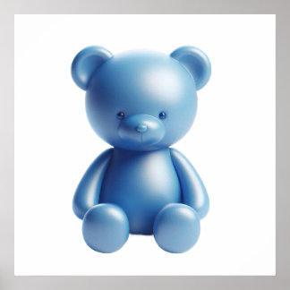 Pôster de Arte de Parede de Urso de Pelúcia Azul F