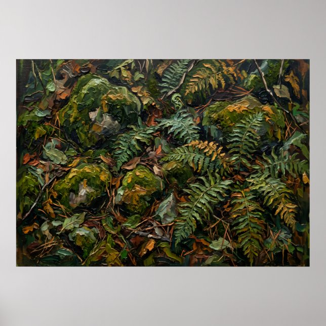 Pôster de Arte de Parede Folhagem da Selva Verde (Frente)