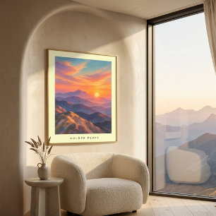 Pôster de Arte de Parede Montanha do Pôr do Sol Co