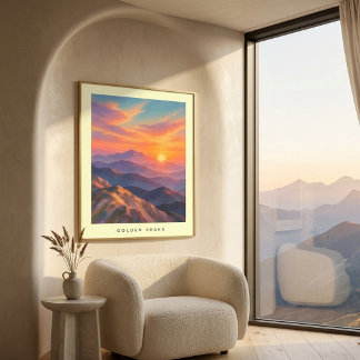 Pôster de Arte de Parede Montanha do Pôr do Sol Co