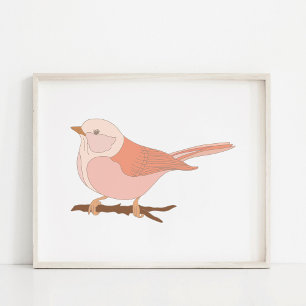 Pôster de Arte de Pássaro Desenhado à Mão Encantad