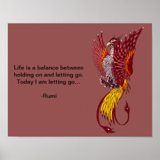 poster de Arte de Pássaro Phoenix 'Letting Go'