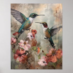 Pôster de Arte de Pintura de Beija-flores