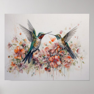 Pôster de Arte de Pintura de Beija-flores