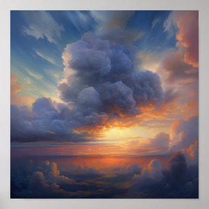 Pôster de Arte de Pintura de Nuvens ao Amanhecer