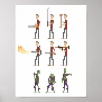 poster de Arte de Pixel Apocalypse Mini Zombie de 