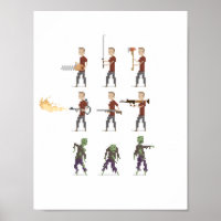 poster de Arte de Pixel Apocalypse Zombie de 8 Bit