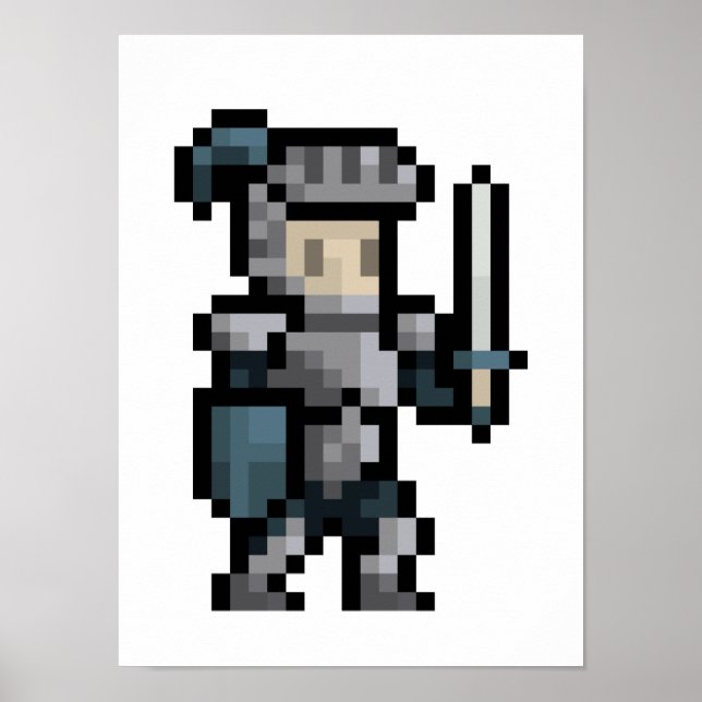poster de Arte de Pixel do Cavaleiro de 8 Bits (Frente)